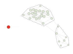 Network map showing an isolated expert disconnected from the main cluster.